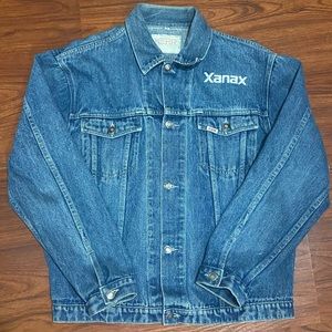 Vintage denim Jacket custom embroidery Xanax